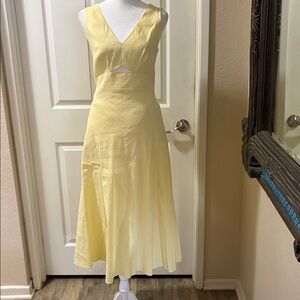 THEORY DRESS Pale Yellow Linen summer dress